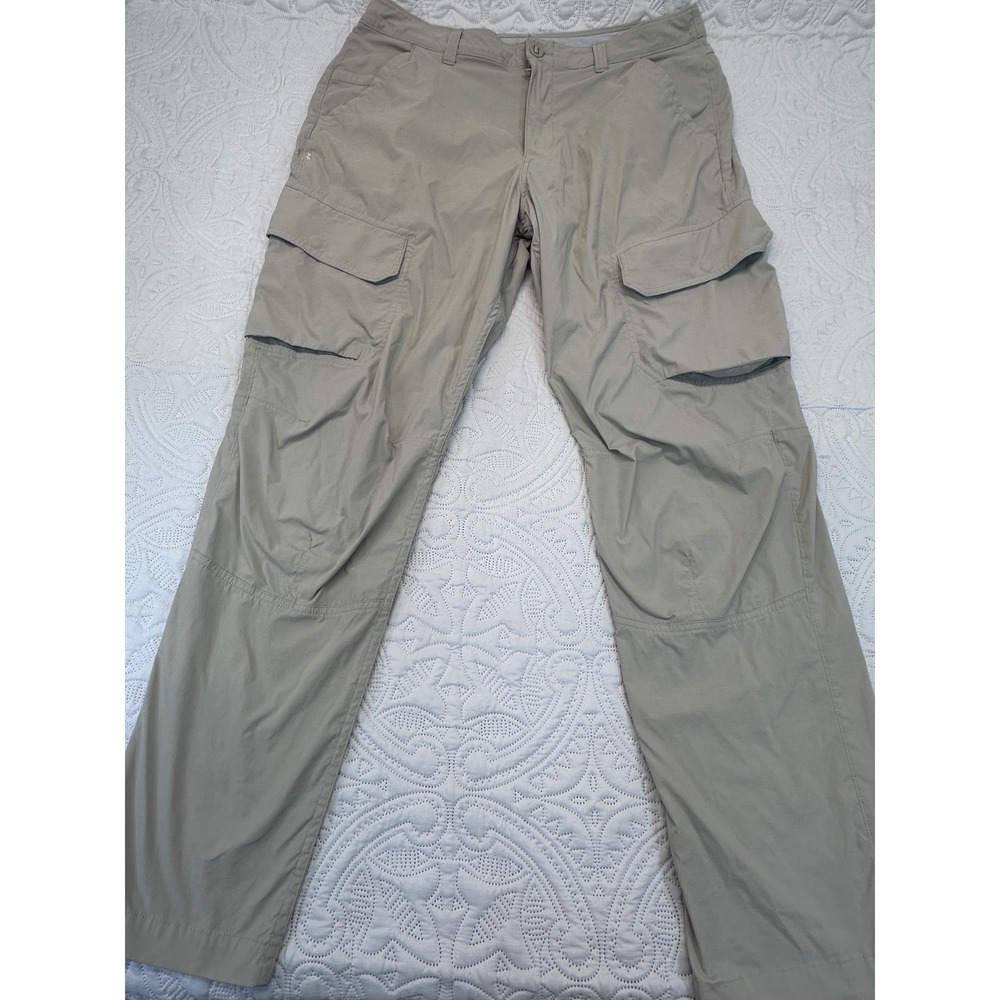 Under Armour HeatGear Mens Loose Cargo Pants Tan Khaki 36/32 Tactical Hiking